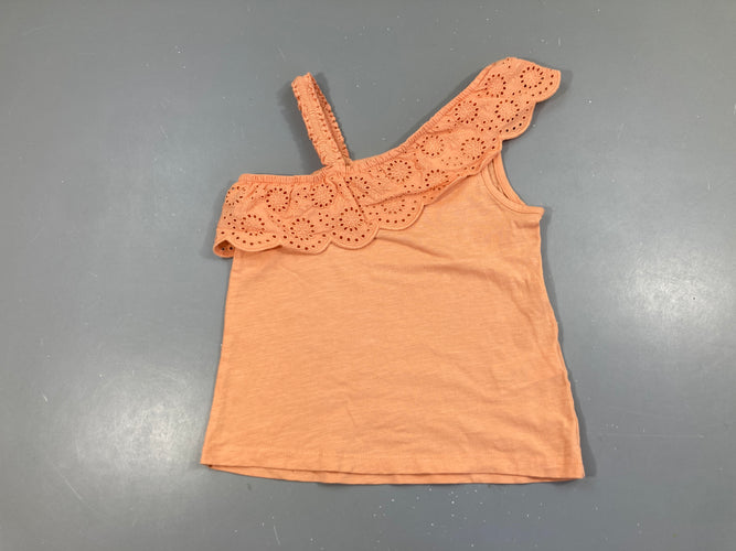 Top rose flammé broderies, moins cher chez Petit Kiwi