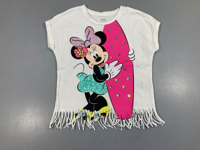 T-shirt m.c blanc Minnie sequins, moins cher chez Petit Kiwi