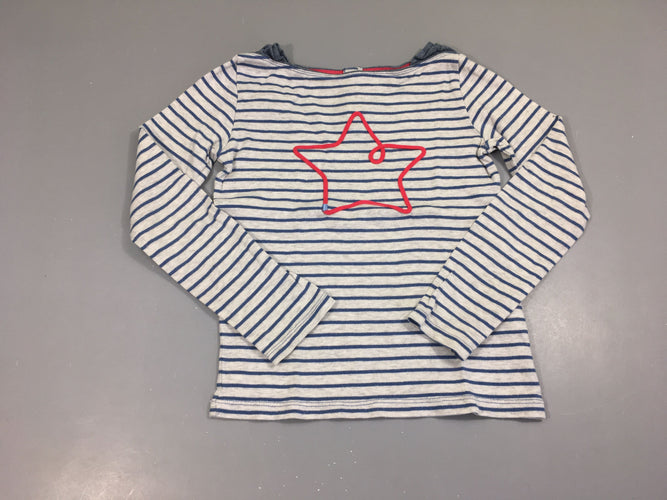 T-shirt m.l gris chiné rayé bleu étoiles texturée-Légèrement bouloché, moins cher chez Petit Kiwi