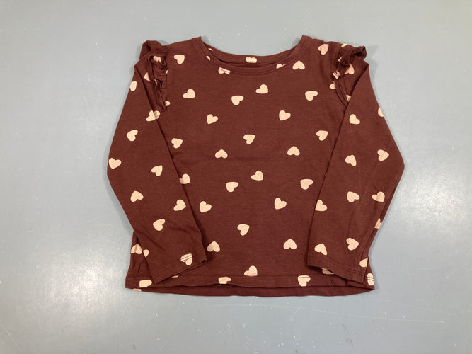 T-shirt m.l brun foncé coeurs froufrous, moins cher chez Petit Kiwi