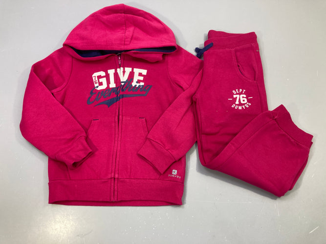 Ensemble 2pcs framboise, sweat zippé capuche et jogging, Domyos, moins cher chez Petit Kiwi