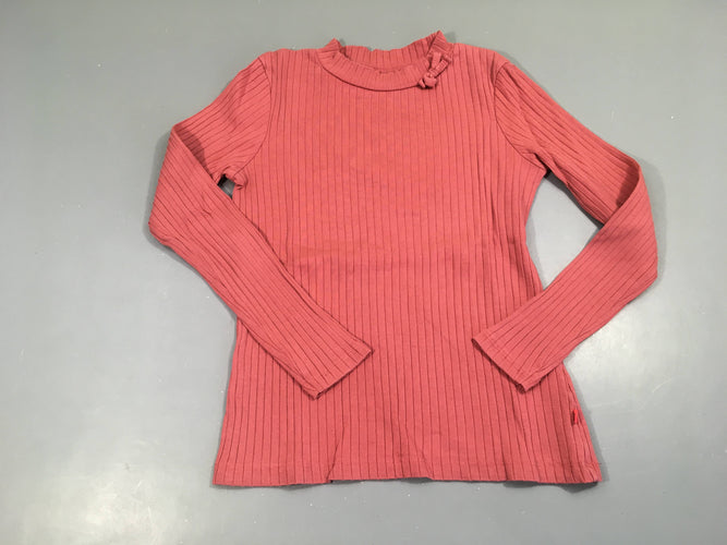 T-shirt m.l côtelé rose col montant noeud, moins cher chez Petit Kiwi