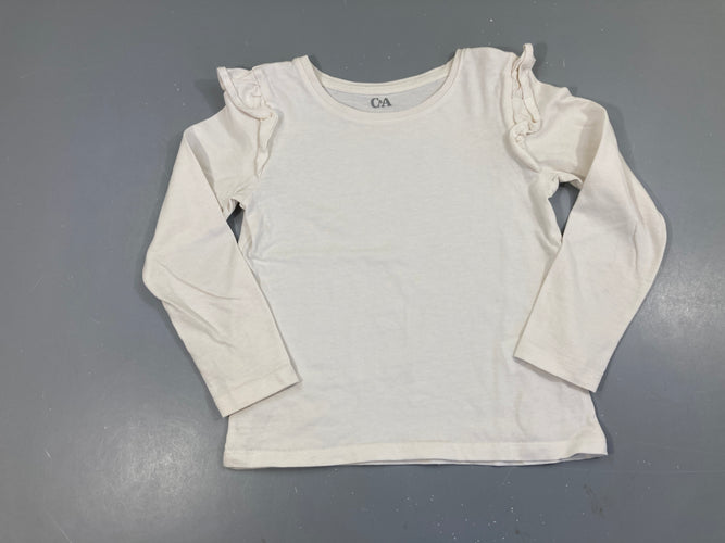 T-shirt m.l blanc froufrous, moins cher chez Petit Kiwi
