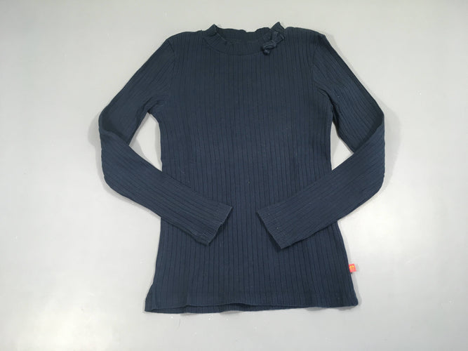 T-shirt m.l côtelé bleu foncé col montant noeud, moins cher chez Petit Kiwi