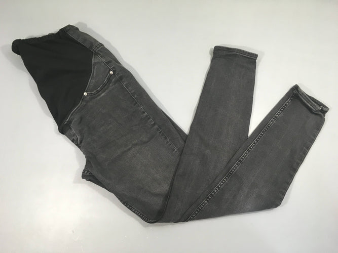 Jeans gris de grossesse (Taille comme un M) Elasthanne légèrement détendu entre jambe, moins cher chez Petit Kiwi