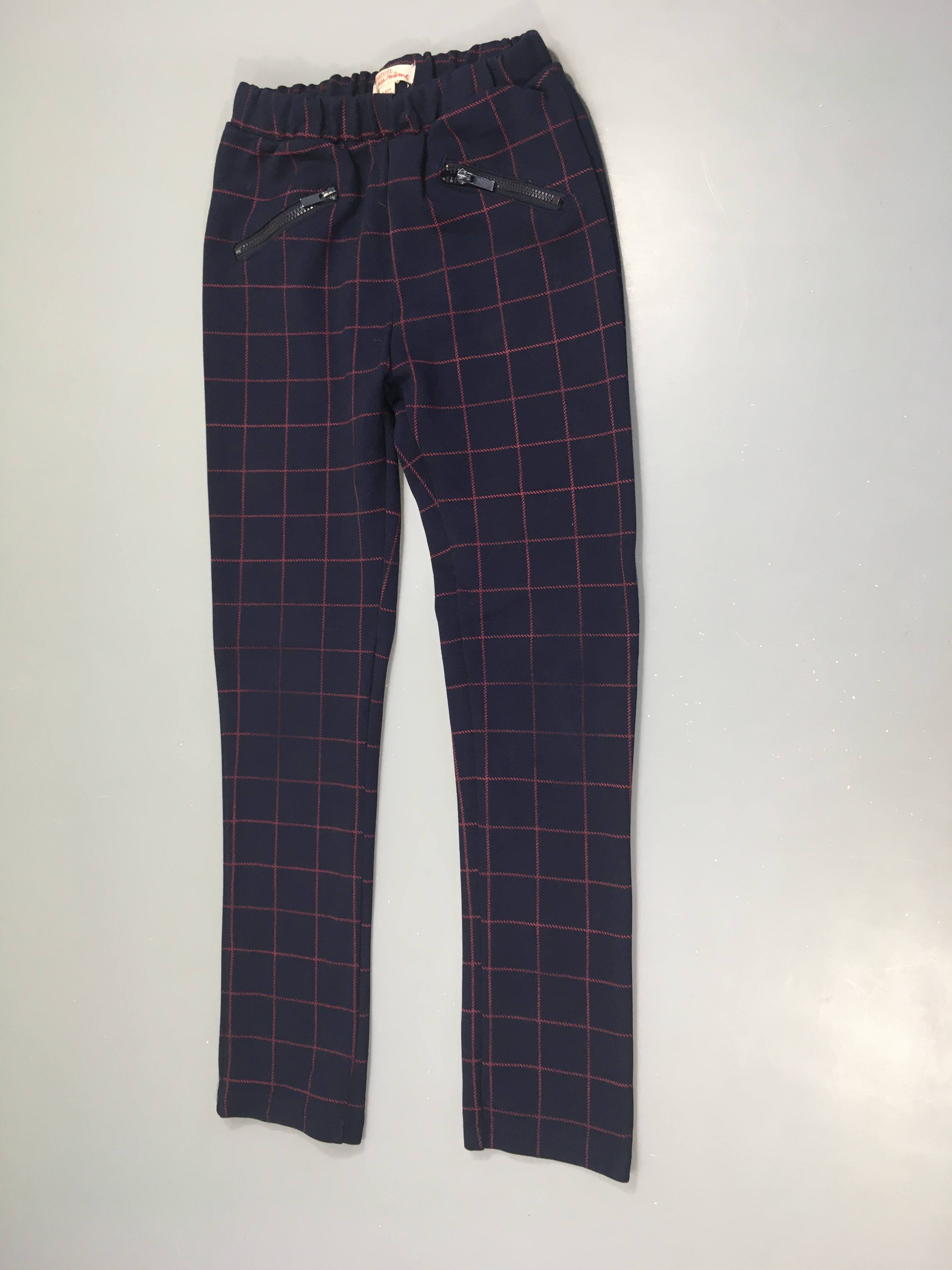 Pantalon bleu carreaux rouges