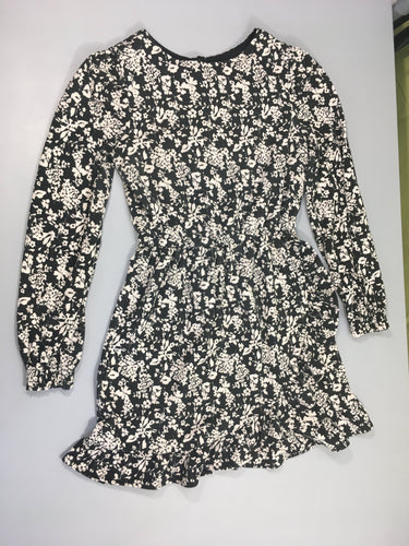 Robe m.l texturée doublée noire feuillage blanc, moins cher chez Petit Kiwi