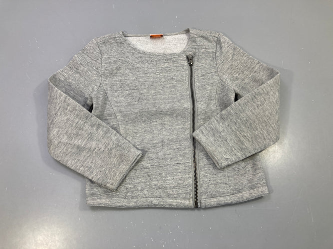Blaser zippé gris chiné sequins, zip asymétrique Bouloché, moins cher chez Petit Kiwi