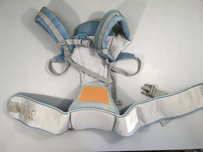 Porte bébé Denim Boyovo avec siège.Manque tissu pour poche avant, n'empêche le portage -tache à rafraichir voir photo de 3,5kg à 20kg, moins cher chez Petit Kiwi
