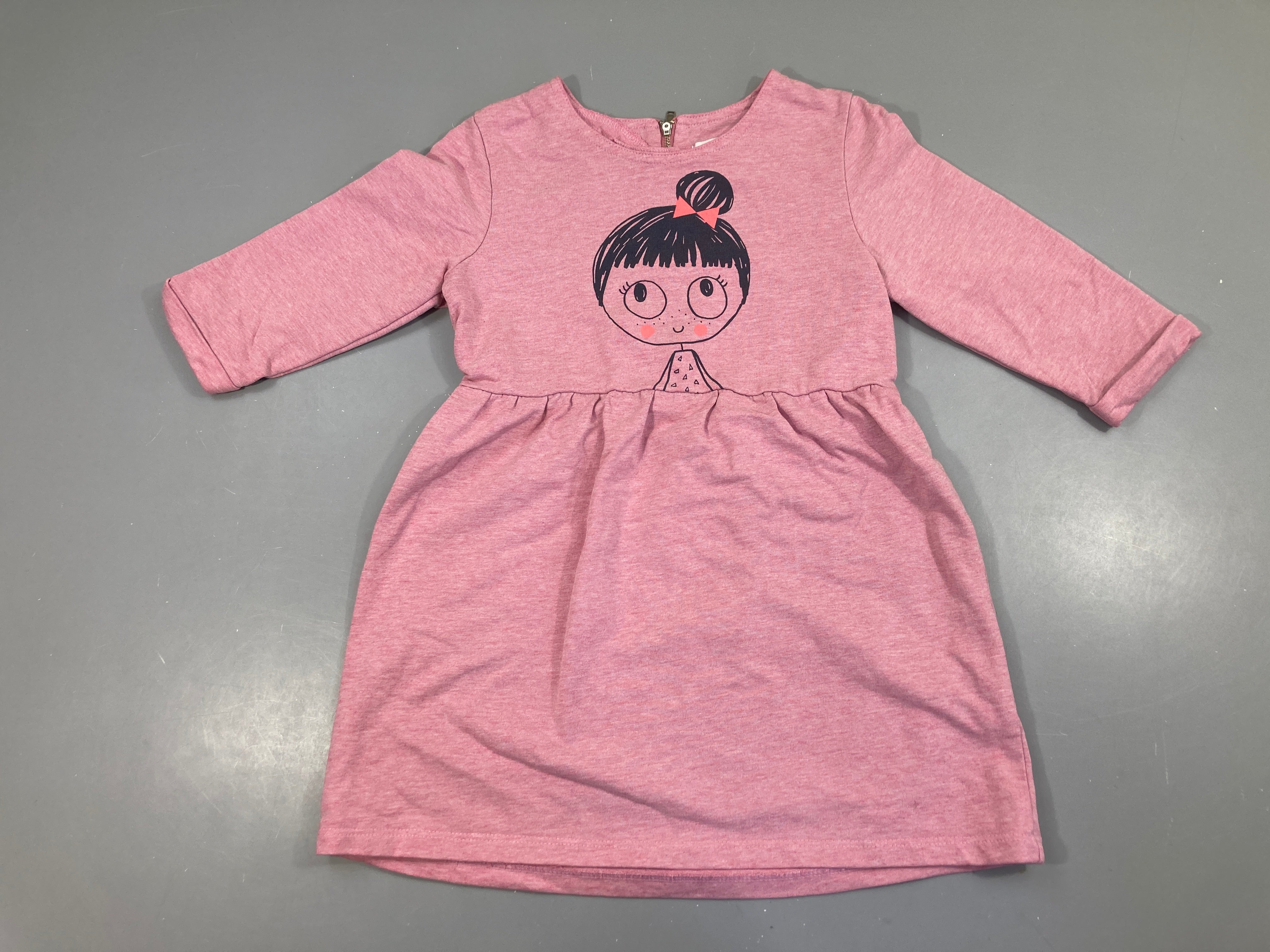 Robe m.l molleton mauve flammé fille