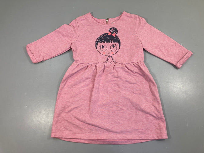 Robe m.l molleton mauve flammé fille, moins cher chez Petit Kiwi