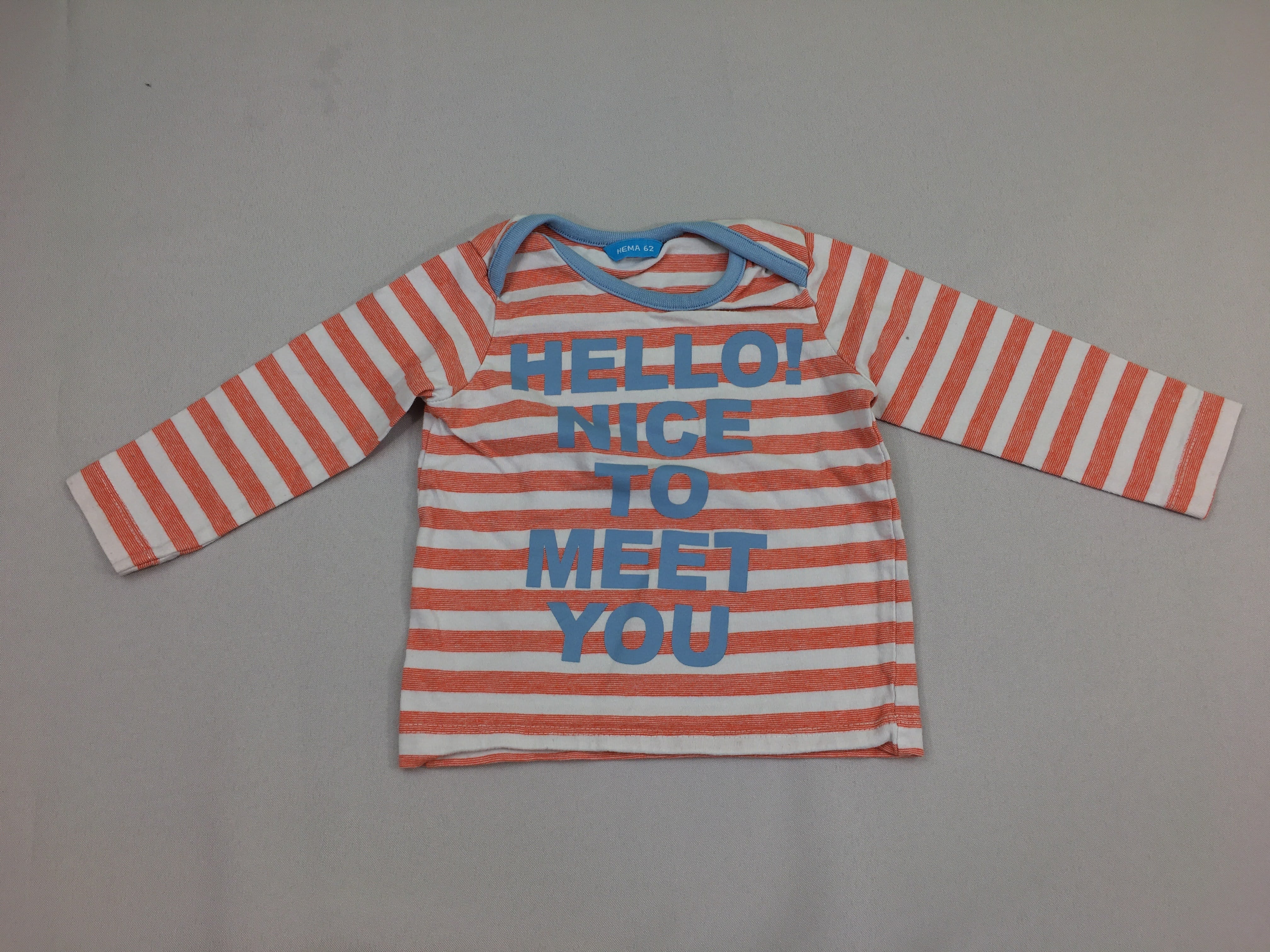 T-shirt m.l blanc rayé orange hello