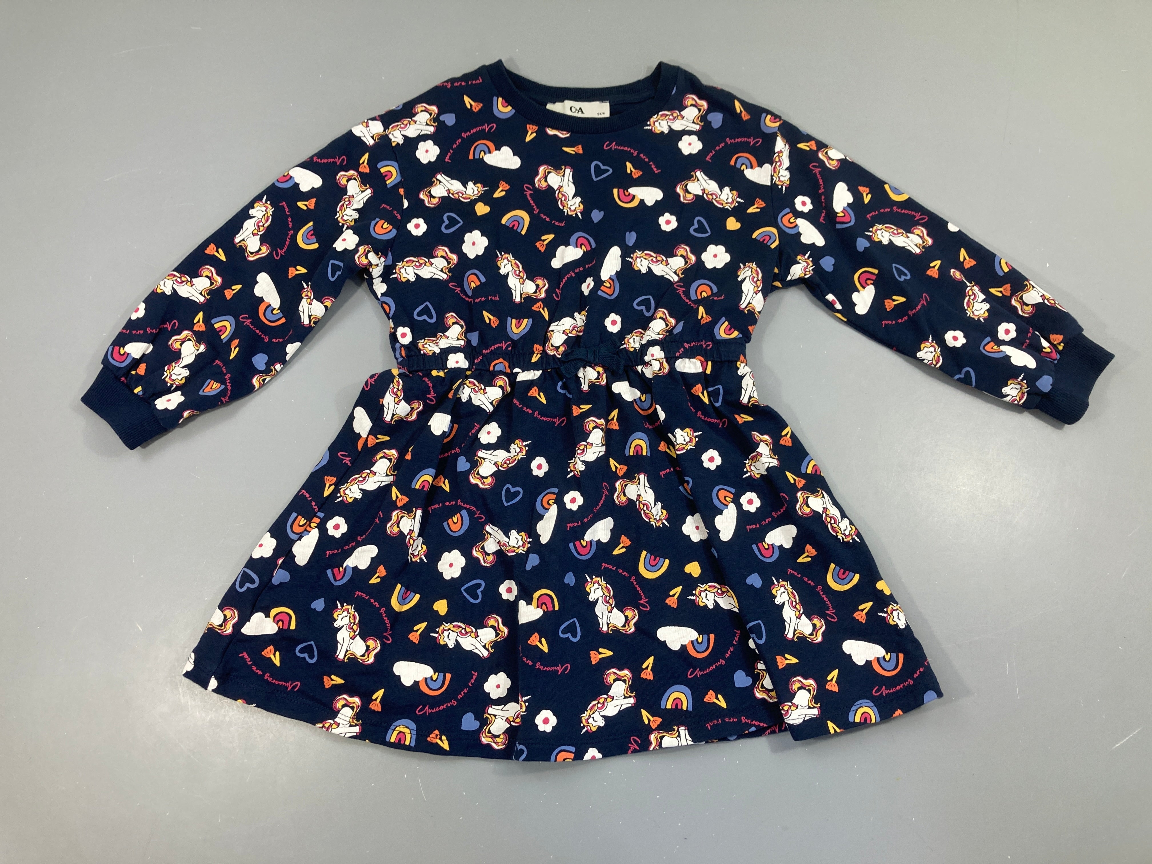 Robe m.l molleton bleu marine licornes