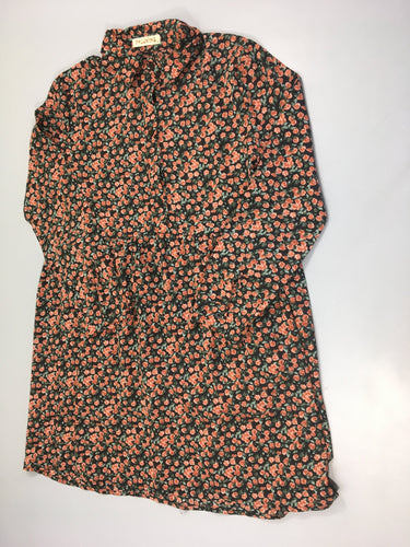 Robe m.l noire fleurie de roses, moins cher chez Petit Kiwi