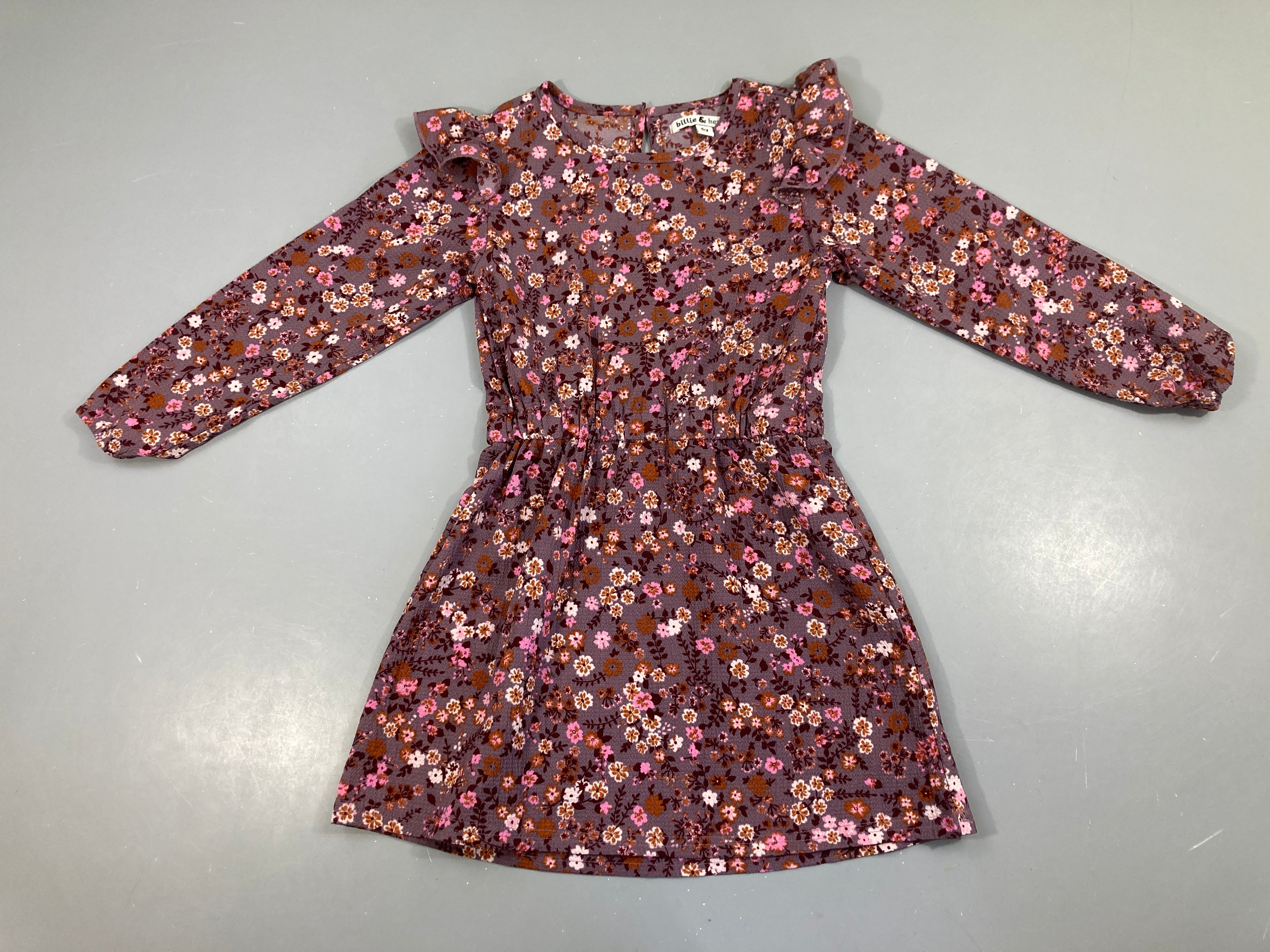 Robe m.l mousseline mauve fleurs