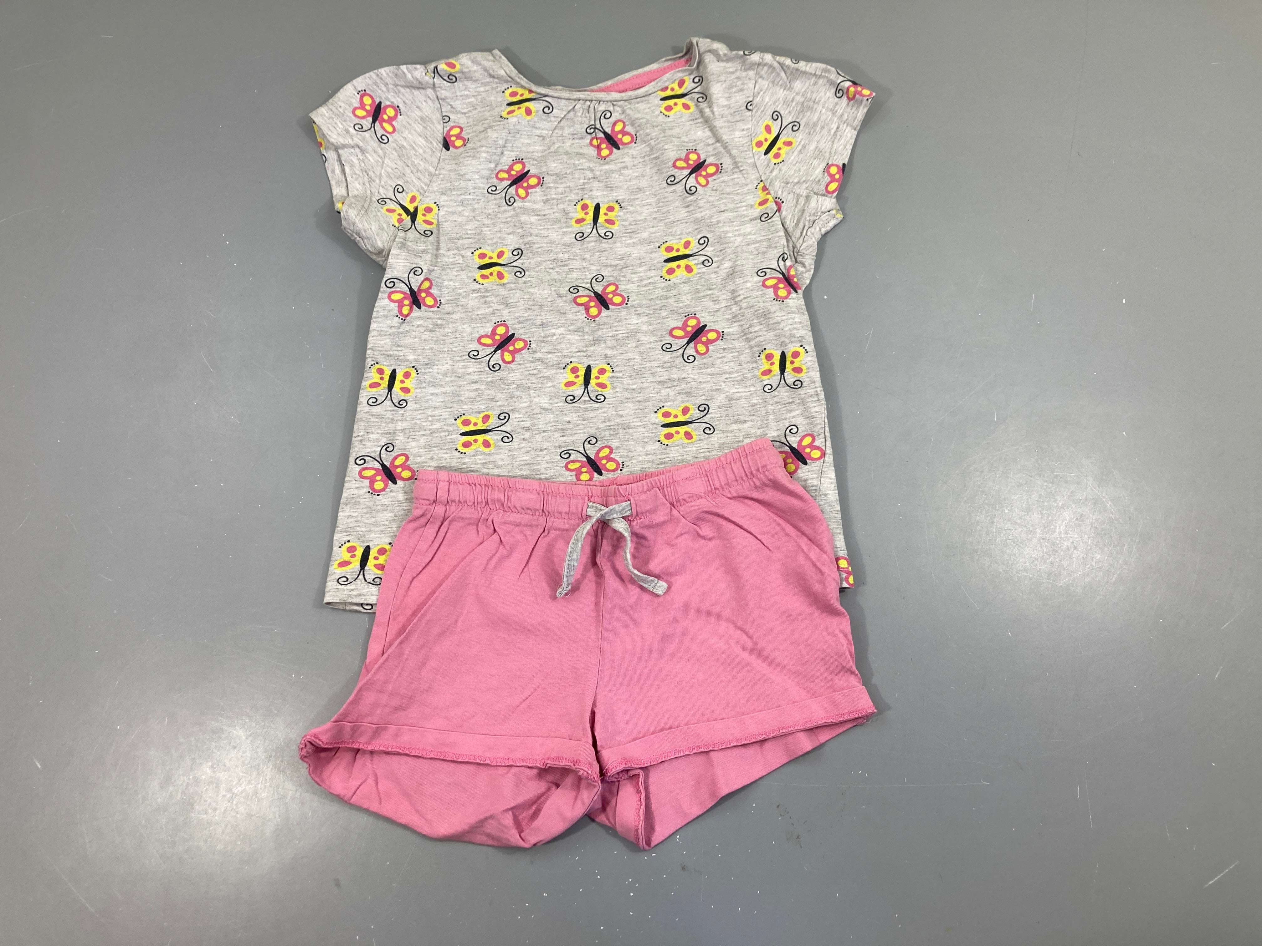 T-shirt m.c gris papillons + short