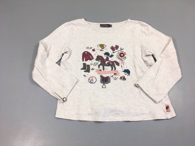 T-shirt m.l beige chiné fille cheval, moins cher chez Petit Kiwi