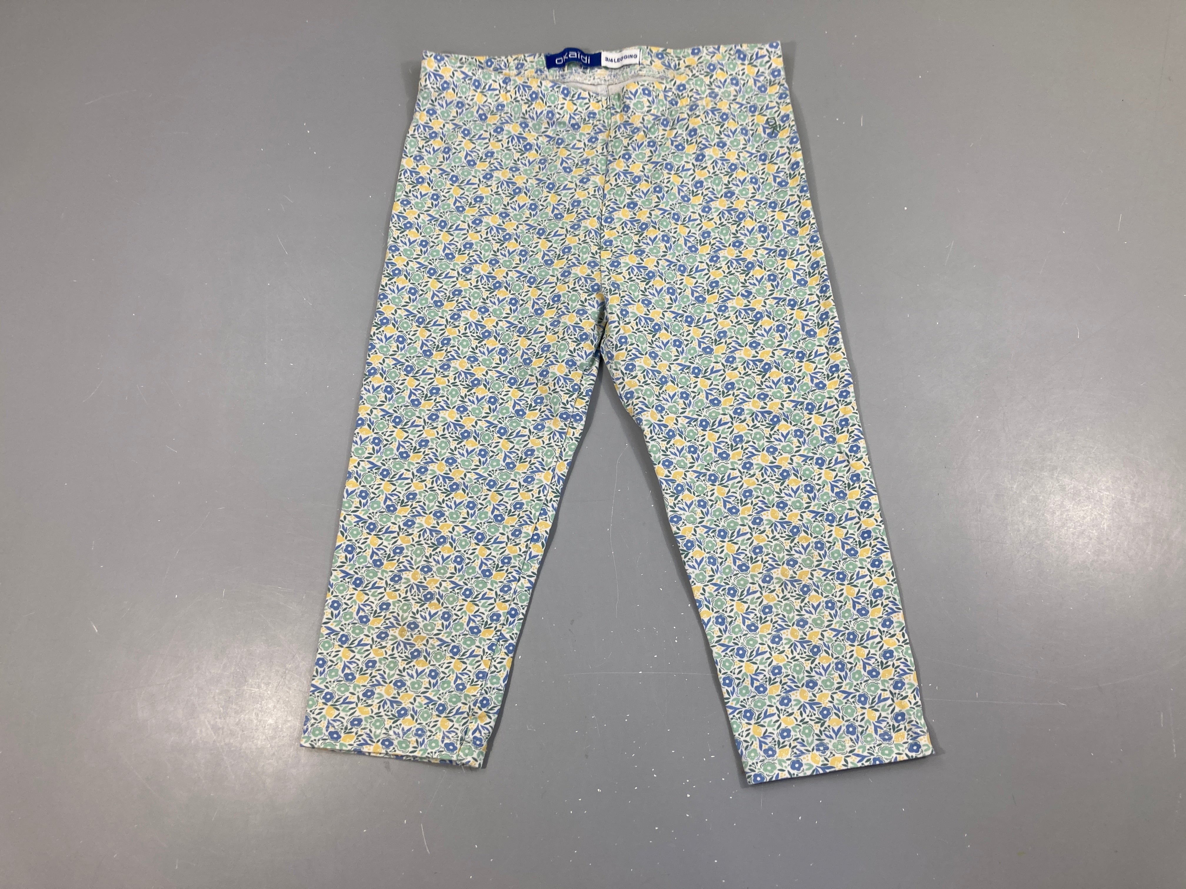 Legging 3/4 fleuri bleu/vert/jaune