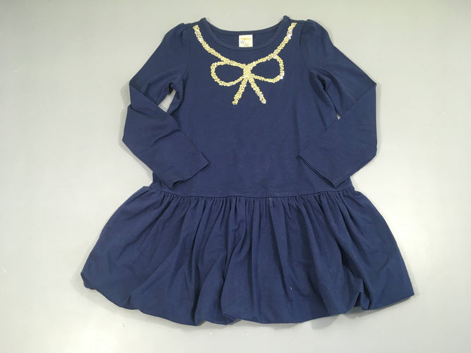 Robe m.l jersey boule bleu foncé sequins noeuds col, moins cher chez Petit Kiwi