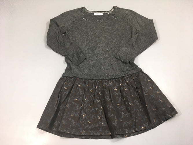 Robe pull ml bi-matière grises Libellules dorées bas, moins cher chez Petit Kiwi