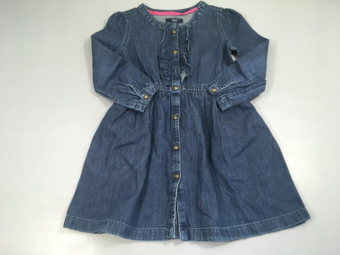Robe m.l denim foncé froufrou avant, moins cher chez Petit Kiwi