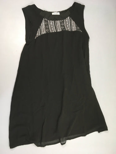 Robe noire voile, doublée motifs blancs haut PUll&Bear 26, moins cher chez Petit Kiwi
