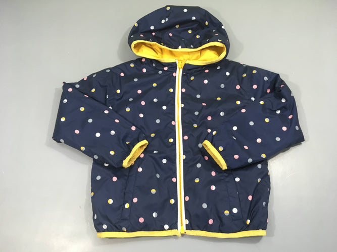 Veste réversible bleue pois/jaune- légèrement ouatinée pour mi-saison, moins cher chez Petit Kiwi