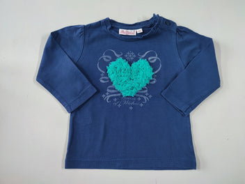 T-shirt m.l bleu marine coeur bleu en relief 