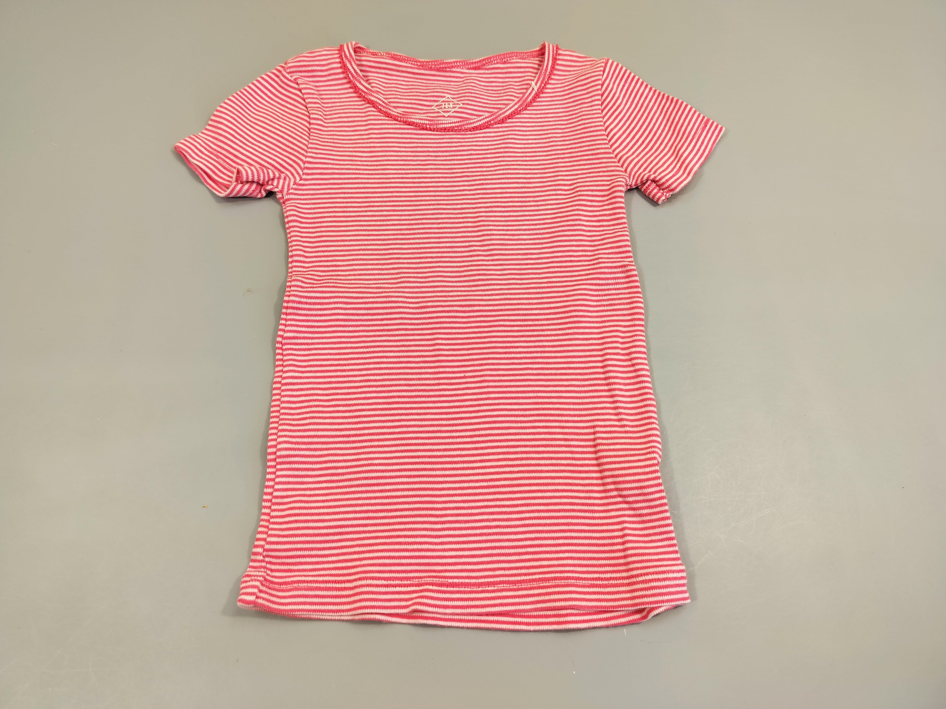 Chemisette m.c rose rayé blanc