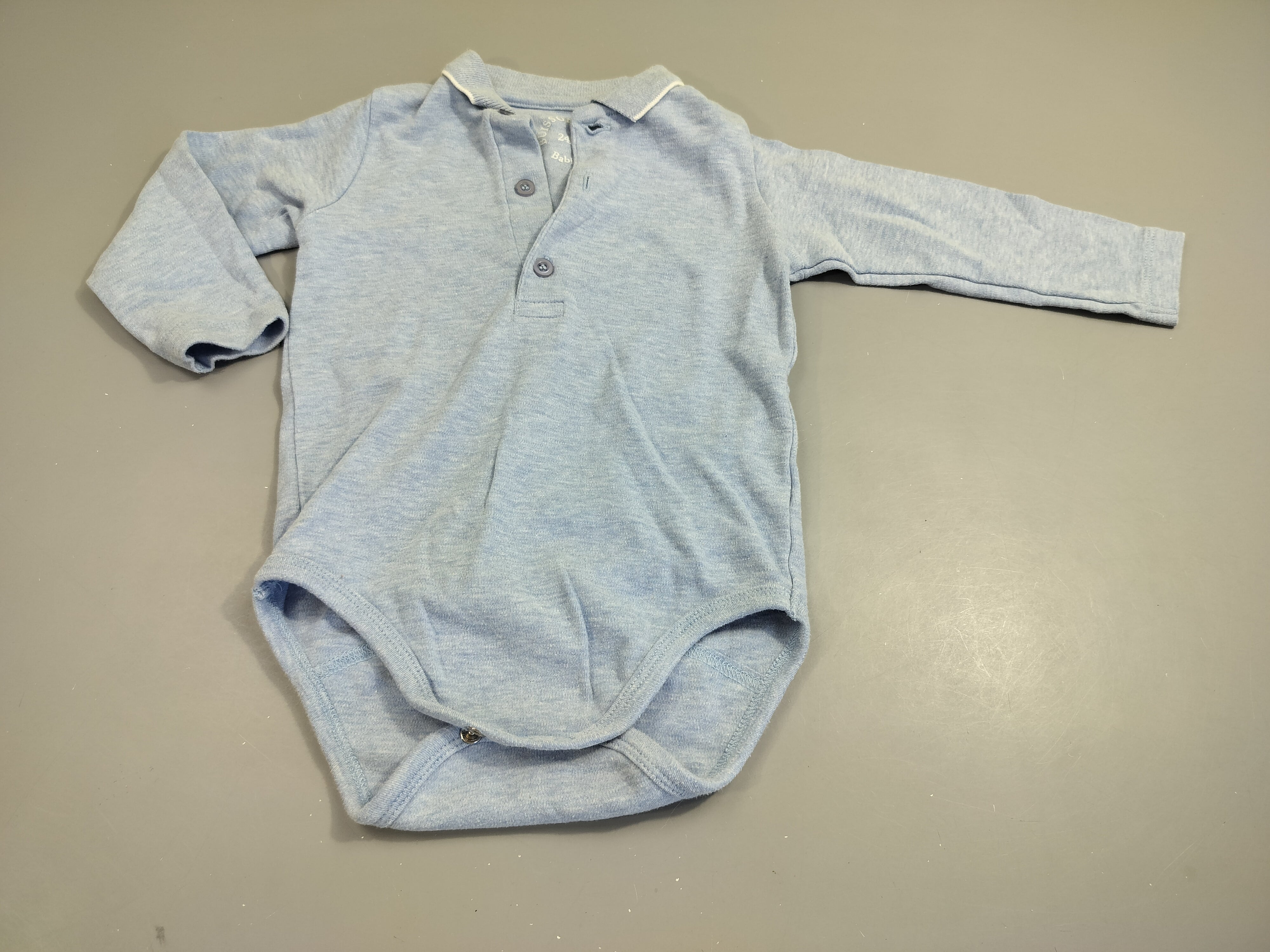 Body m.l  bleu flammé avec col 100% coton bio