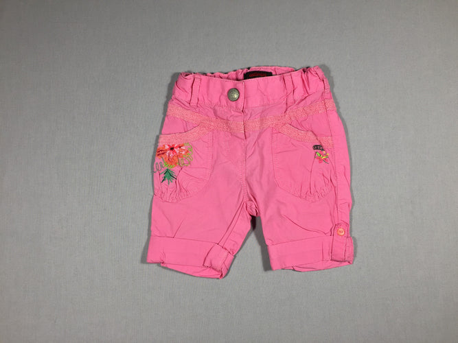 Short rose  broderies et revers, moins cher chez Petit Kiwi