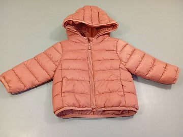 Doudoune zipée à capuche vieux rose