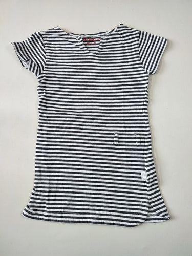 Robe m.c jersey rayé blanc/gris anthracite, moins cher chez Petit Kiwi