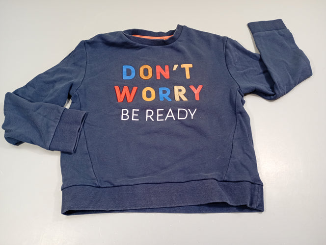 Sweat bleu marine "Don't worr.y", moins cher chez Petit Kiwi