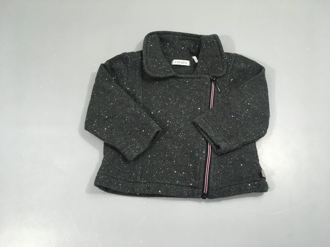 Sweat zippé gris pailleté Superstar, moins cher chez Petit Kiwi