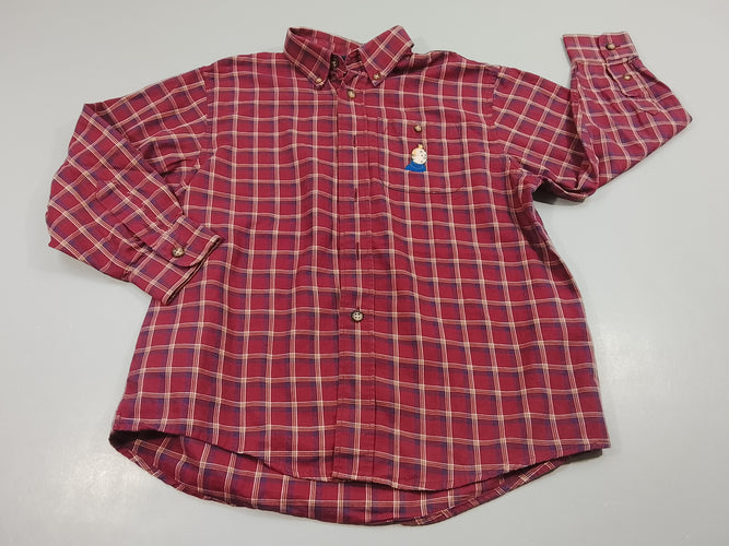 Chemise m.l bordeau à carreaux Tintin, moins cher chez Petit Kiwi