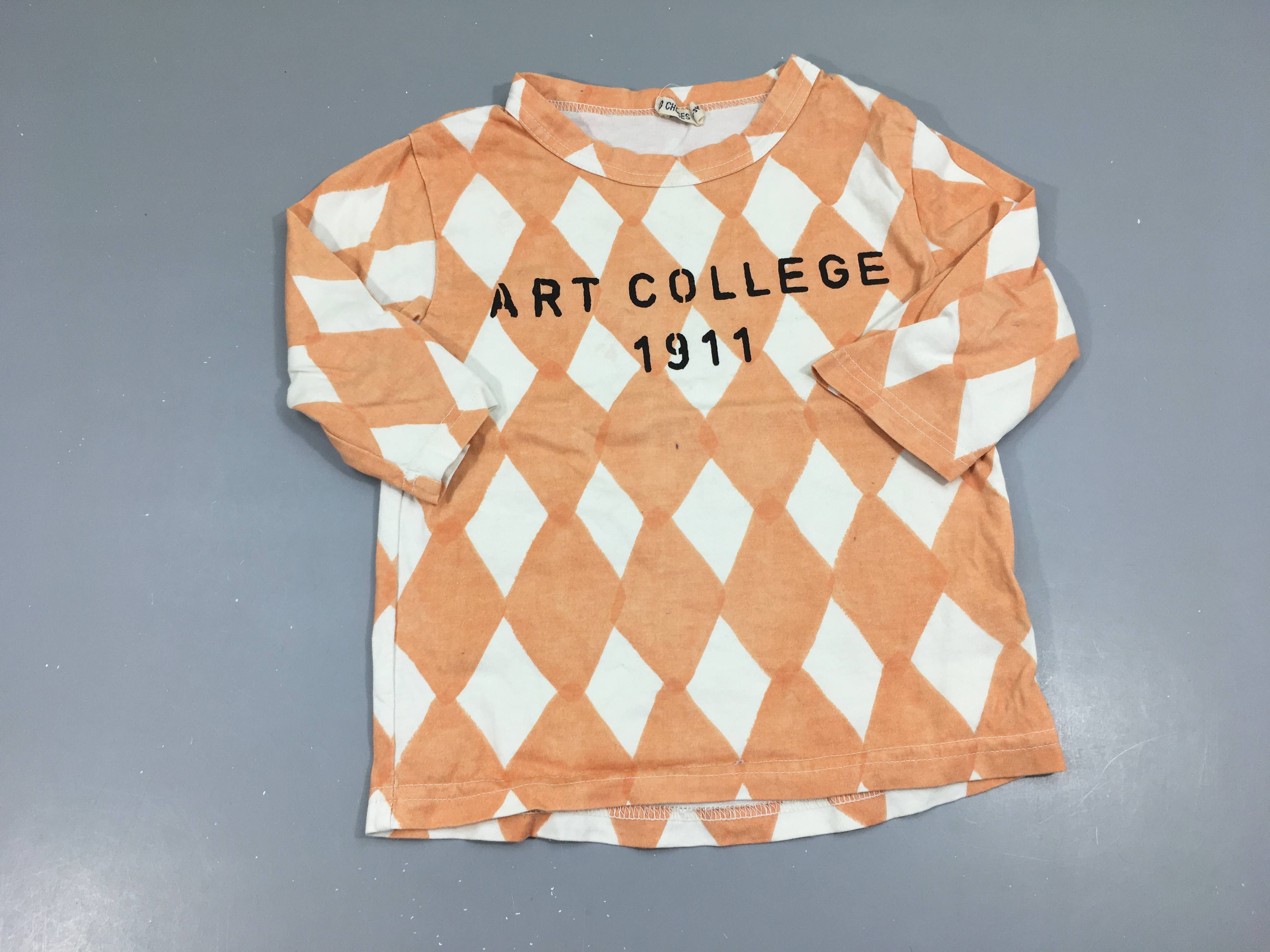 T-shirt m.c écru losanges saumon art college bobo choses