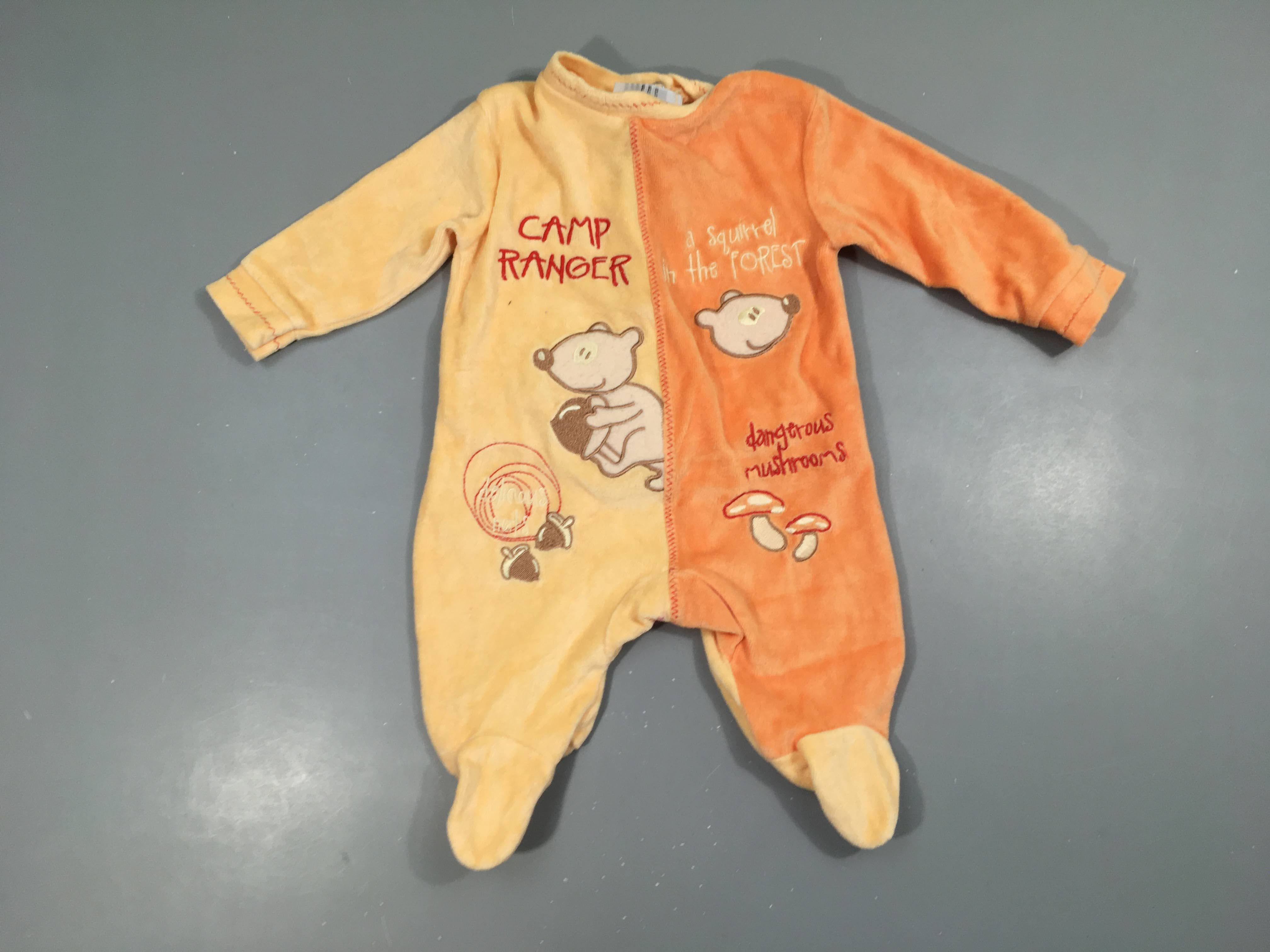 Pyjama velours orange champignons
