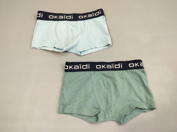 2 boxers  bleu ciel/ vert
