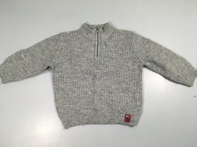 Pull gris col camionneur, légèrement bouloché, moins cher chez Petit Kiwi