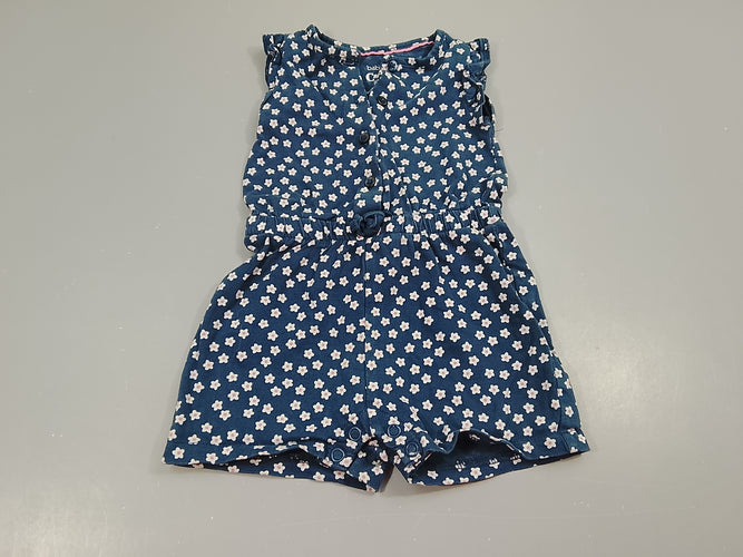 Combishort bleue à fleurs blanches, moins cher chez Petit Kiwi