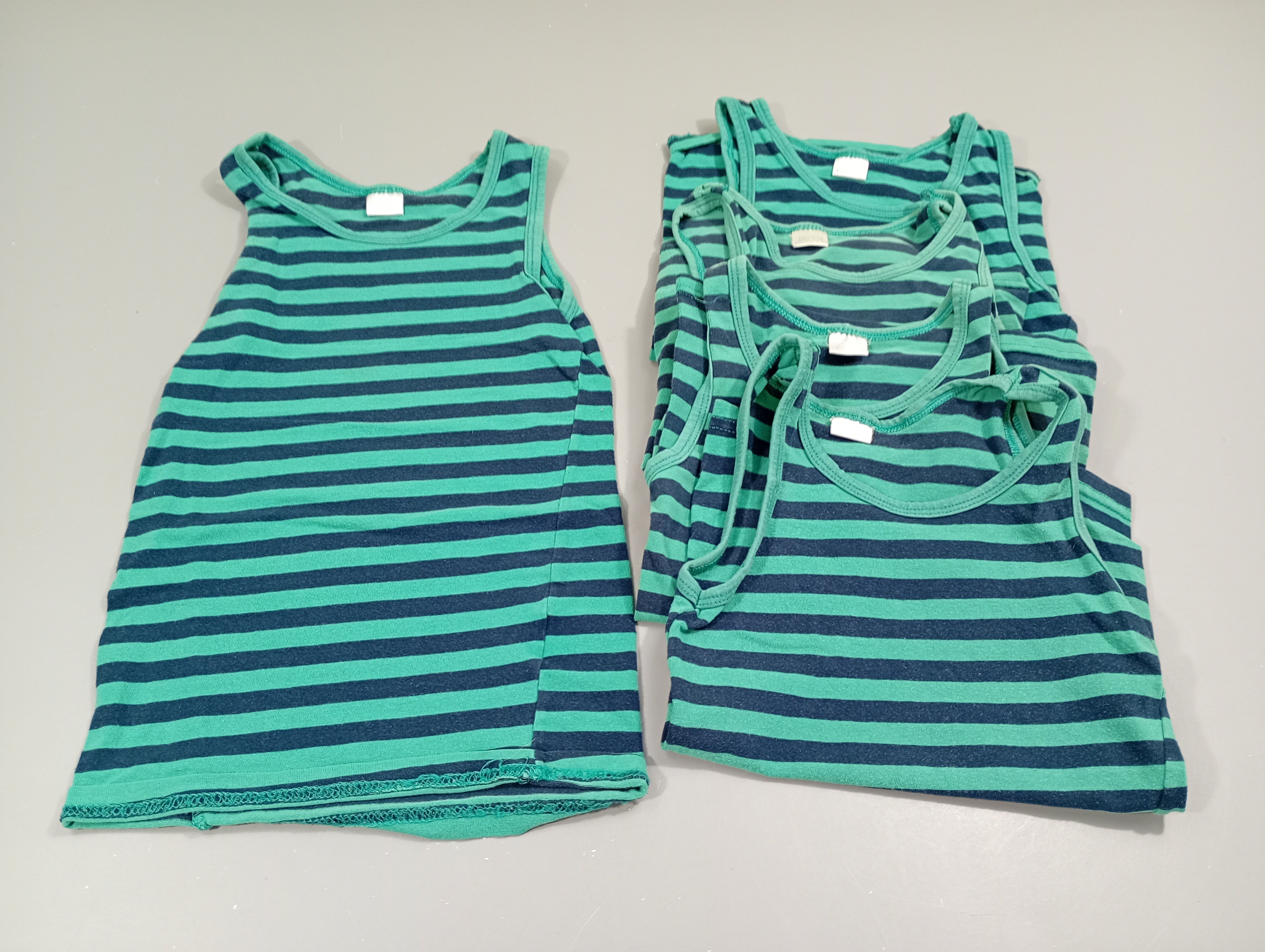 Lot de 5 chemisettes s.m rayé bleu marine, turquoise