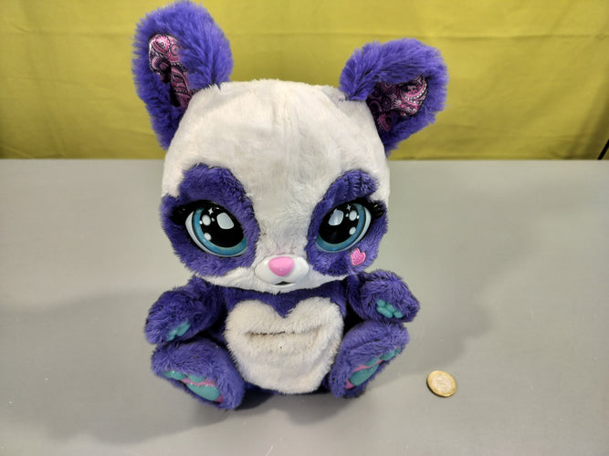 Peluche interactive Panda blanc et mauve, moins cher chez Petit Kiwi