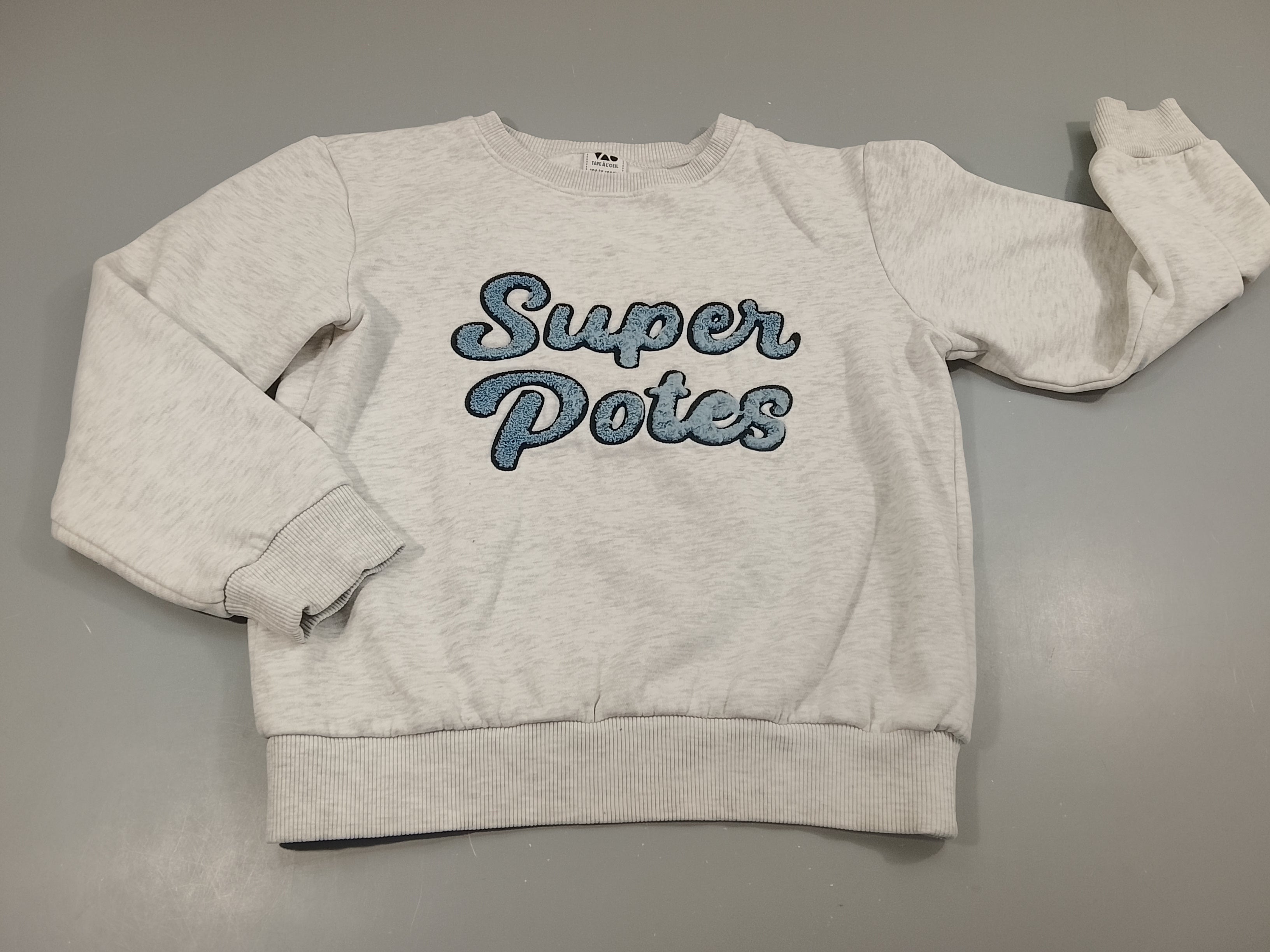 Sweat gris clair flammé 