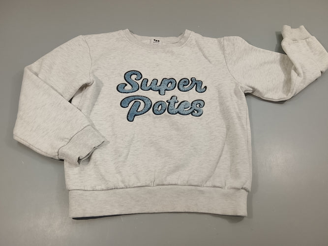 Sweat gris clair flammé "Super potes", moins cher chez Petit Kiwi
