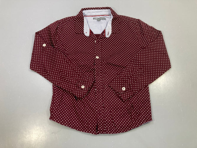 Chemise m.l bordeaux pois blancs, moins cher chez Petit Kiwi