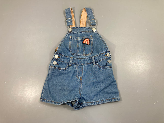 Salopette short en jean arc-en-ciel, moins cher chez Petit Kiwi