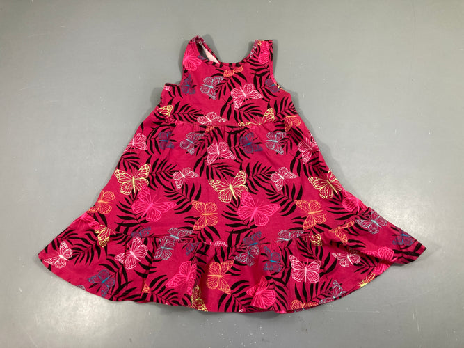 Robe s. jersey rose papillons feuillage, moins cher chez Petit Kiwi