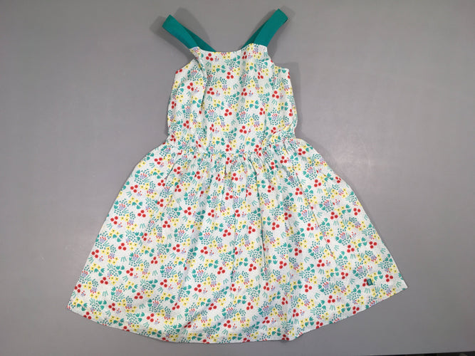 Robe s.m blanche fleurie vert-rouge s.moks, moins cher chez Petit Kiwi