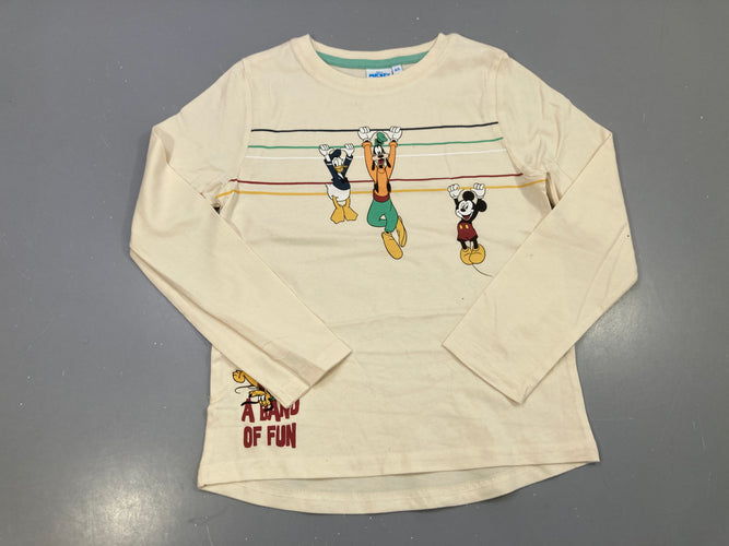 T-shirt m.l écru Mickey Donald Dingo, rayures, moins cher chez Petit Kiwi